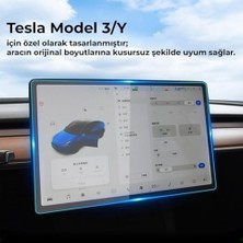 Tesla Model 3 (2024/2025/2026) ve Model Y (2024/2025), Model Y Standard 2026 15.4" Multimedya Dokunmatik Ekran Koruyucu Temperli Cam – Kenarlarda Güve
