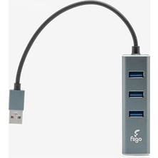 Fiigo USB To Lan ve 3x USB Alüminyum Adaptör Gri