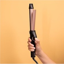 Bamba Surfcare Curly Sphere Saç Maşası, 28 mm Seramik ve Turmalin Silindir, Daha Az Elektriklenme, LCD Ekran, 120-210°C, 360° Döner 1,8 M Kablo, Otoma