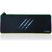 Raptor 80X30CM Mikrofiber Yüzey/kaydırmaz Kauçuk Zemin 360° Rgb Dikişli Xl Mousepad - Siyah