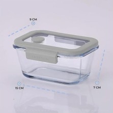Glace Vakumlu Cam Saklama Kabı 460 ml Gri