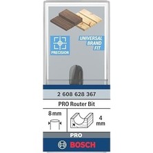 2 608 628 Aksesuarı 367 Oyuklu Freze Ç 8 Mm, R1 4 Mm, Ç 8 Mm, U 9,5 Mm, G 40 mm