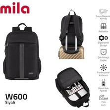 15.6 Inch Mila Serisi W600 -,mac Air Uyumlu Reflektörlü - Laptop Sırt Çantası - Siyah