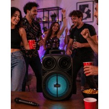 Kablosuz Karaoke Hoparlör Mikrofonlu Rgb Işıklı 6.5 Inç Bluetooth Speaker Taşınabilir