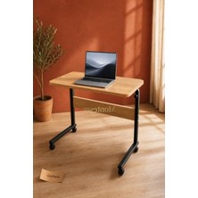 Şanal Yüksekliği Ayarlanabilir Oval Kenar Tekerlekli Laptop Masası, 80 cm