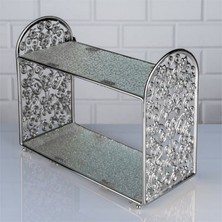 Fair Home Makyaj Düzenleyici Parfüm Organizer 2 Katlı Seti Metal Gold
