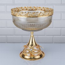 Fair Home Ayaklı Meyvelik Çerezlik Kase Lüks Büyük Boy Metal Gold