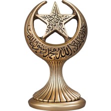 Fair Home Islami Hediyelik Masa Dekoru Biblo Tevhid Besmele Ay Tasarımlı Gold