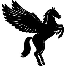 Berrybu Kanatlı Pegasus Oto Özel Yeni Sticker Siyah 25 x 25 cm