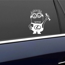 Berrybu Minyonlar Lexus Için Özel Yeni Uyumlu Aksesuar Oto Kapı Yan Cam Özel Yeni Sticker Beyaz 20 cm