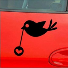 Berrybu Karikatür Küçük Kuş Tasarım Oto Cam Özel Yeni Sticker Siyah 13*15 cm