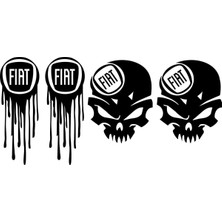 Berrybu Fiat Kanlı Kuru Kafa Özel Yeni Sticker Paketi 4 Adet Siyah 7*15 cm