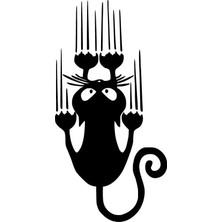 Berrybu Kayan Kedi Oto Özel Yeni Kaliteli Kaliteli Sticker Siyah 15 x 30 cm