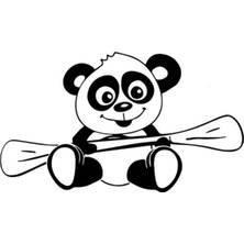 Berrybu Kürek Çeken Panda Oto Motor Laptop Duvar Folyo Sticker 15 x 7 cm