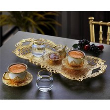 Fair Home Türk Kahvesi Fincan Takımı 2 Kişilik Metal Gold-Beyaz – Ahu Model