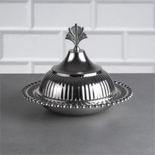 Fair Home Lokumluk Çerezlik Sunumluk Dövme Desenli Metal Gümüş – Asel Model