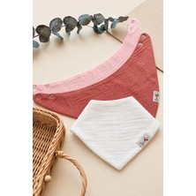 Bedeca 3'lü Set %100 Organik Pamuk 4 Katlı Müslin Önlük - Kız Erkek Bebek Salya ve Mama Önlüğü, Fular, Yakalık