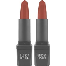 Prime Uzun Süre Kalıcı Yoğun Renk Veren Nemlendirici Parlak Ruj - Glossy Lipstick 310 Spicy Terracotta (2 Paketi)