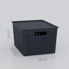 Seul Çok Amaçlı Kapaklı Saklama Kutusu - Şık ve Dekoratif Dolap Içi Organizer Düzenleyici (4 L / 12 L / 20 L Boy Seçenekli) 3 Renk (Siyah, 20 Litre)