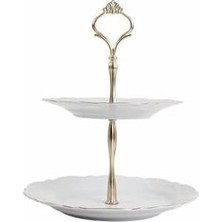 Prime Altın Yaldız 2 Katlı Kurabiye Tabağı 21CM