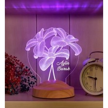 Prime Çiçek Buketi LED Lamba, Sevgiliye Hediye, Sevgiliye Doğum Günü Hediye, Kişiye Özel 3 Boyutlu LED Lamba
