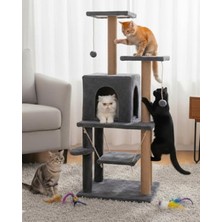 Myg Plus Salıncaklı Lüx Kedi Tırmalama Oyun Evi, Antrasit