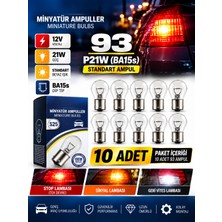 Duolight 93 P21W Standart Oto Ampulü 10 Adet 12V 21W BA15S Stop Geri Vites Sinyal