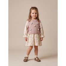 Ebruli Kids Kız Çocuk Çiçekli Müslin Elbise