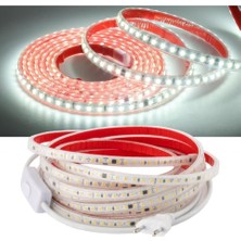 Eqona Econa Silikonlu Şerit LED , Beyaz Işık ,3 Metre. 220V Yüksek Parlaklık 120 Led/m Tak Çalıştır, Fişli Anahtarlı Enerji Kablosu (2mt) ,silikonlu