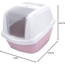 Kapalı Kedi Tuvaleti - Üstü Açılabilir Pembe Model