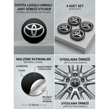 Memo Digital Toyota Logolu Alüminyum Jant Göbeği Arması Sticker 56MM - 4 Adet