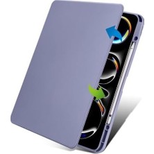 Prime iPad Pro 12.9 6. 5. Nesil ile Uyumlu Kılıf Termik Kalem Bölmeli Dönebilen Standlı Smart A2436-37-61-62 A2764-66 A2378-79 Lavendery Gray