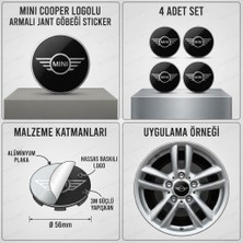Memo Digital Mını Cooper Logolu Alüminyum Jant Göbeği Arması Sticker 56MM - 4 Adet
