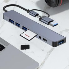 Prime Çoklayıcı Adaptör 8 In 2 USB Type-C To USB A, USB C, Sd/tf Kart Okuyucu – MacBook ve Laptop Uyumlu Çok Portlu USB Hub Çoğaltıcı