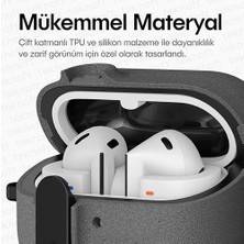 Prime Galaxy Buds 3 Pro, Buds 3 ve Buds 3 Fe ile Uyumlu Mandallı Kapak Kilit Sistemli Kumlanmış Mat Dokulu Darbelere Dayanıklı Hibrit Kılıf (Gri, Gala