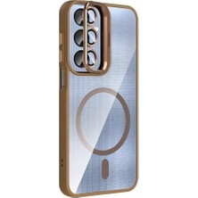 Prime Galaxy A36 ile Uyumlu Kılıf Standlı ve Kamera Lens Hediyeli M-Safe Şarj Özellikli Cns Etro Kapak - Lacivert