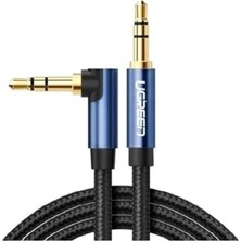 Prime 90 Derece L Tipi 3.5 mm Aux Ses Kablosu Mavi 2 Metre