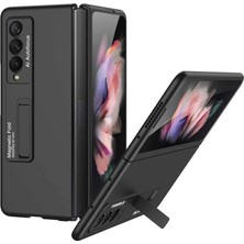 Prime Galaxy Z Fold 3 ile Uyumlu Kılıf Z Standlı Fold Kapak Siyah