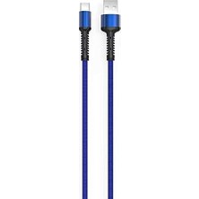 Prime Hasır Kırılmaya Dayanıklı 3m LS65 Type-C USB Kablo Mavi