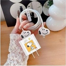 Prime 18W/20W ile Uyumlu Snoopy Şarj Kılıfı, Şarj Kablosu Örme Aparatı, Toparlayıcı, Kablo Koruyucu