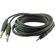 Prime Parcbeny 17526 3.5 mm Stereo Erkek / 2x6.3 mm Mono Gitar Erkek 3 Metre Kablo Seslendirme Kablosu 2*gitar-3.5mm Jak