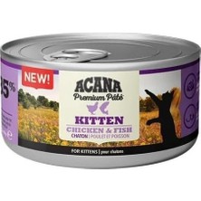 Prime Acana Premium Pate (Ezme) Konserve Yaş Kedi Maması, Tavuklu ve Balıklı, Yavru Kedi, 85 gr