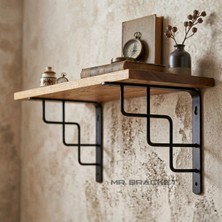 Mr.Bracket 20X20CM - 2 Ad. Siyah Dekoratif Raf Altı Ayak - Metal Raf Tutucu L Demir Duvar Montaj Destek Aparatı