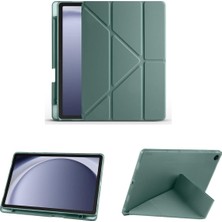 Prime - Galaxy Tab A9 SM-X110 8.7 Inç ile Uyumlu Kılıf Kalem Bölmeli Smart Standlı Uyku Modlu Kapak - Yeşil 2