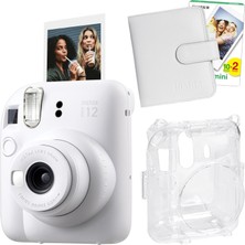 Prime Mini 12 Beyaz Fotoğraf Makinesi-20'lu Film-Kare Albüm ve Şeffaf Kılıf Seti