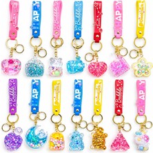 Adalı Store 20 Adet Sulu - Figürlü Mika Kristal Anahtarlık Gold Kulp - Kancalı BX40