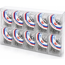 Adalı Store 1000 Adet Beyaz Başörtü Iğnesi Şeffaf Plastik Kutulu BX40