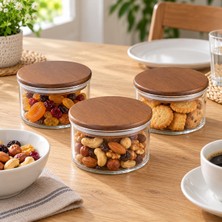 Akasya Kapaklı Cam Kavanoz 450 Ml- Üçlü Set