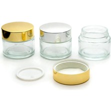 Krem Kutusu 30 ml (15 Adet) Boş Şeffaf Sarı Kapaklı Kavanoz