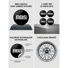 Memo Digital Bbs Logolu Alüminyum Jant Göbeği Arması Sticker 56MM - 4 Adet